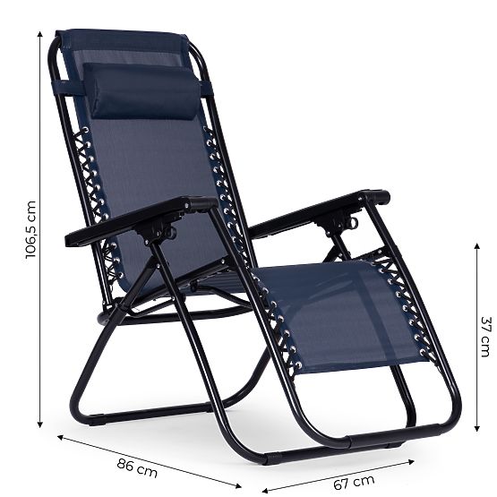 Zahradní lehátko křeslo s nastavitelným opěradlem ZERO GRAVITY ModernHome - modré