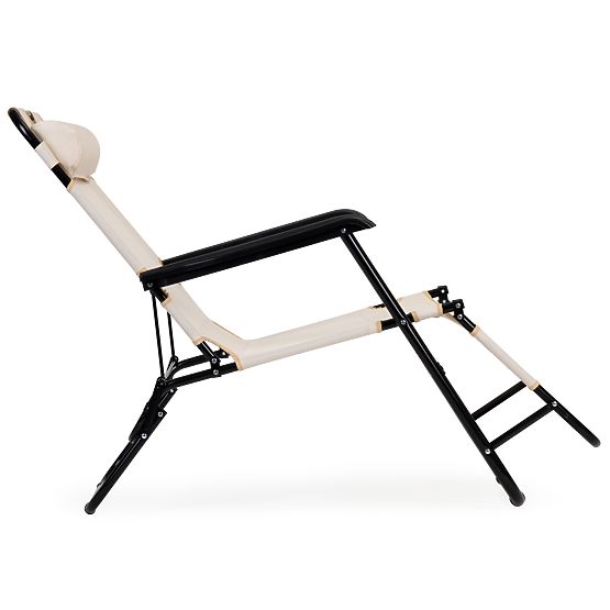 Zahradní lehátko s opěrkou hlavy skládací konstrukce béžové