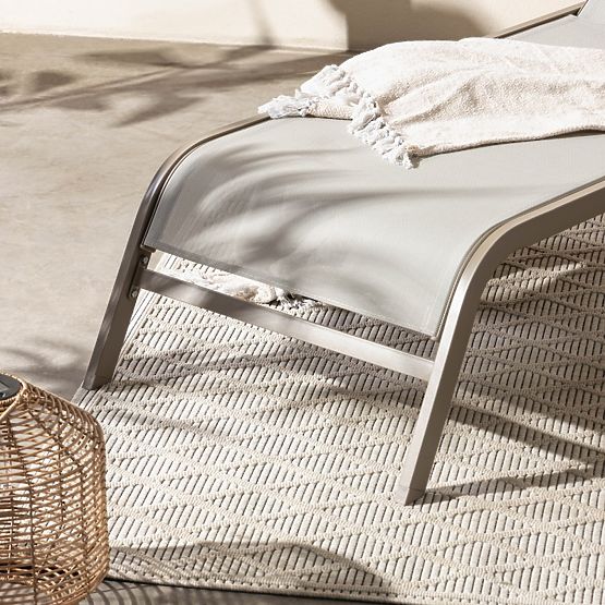 Zahradní lehátko Sandy nastavitelné, světle šedé/béžové