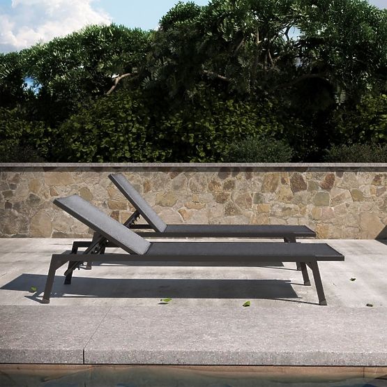 Zahradní lehátko Shelly nastavitelné, hliníkové, grafitové