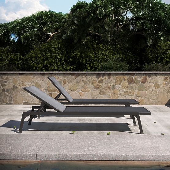 Zahradní lehátko Shelly nastavitelné, hliníkové, grafitové