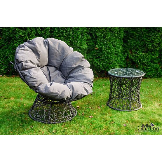 Zahradní lehátko z technoratanu + stolek TWIST šedý