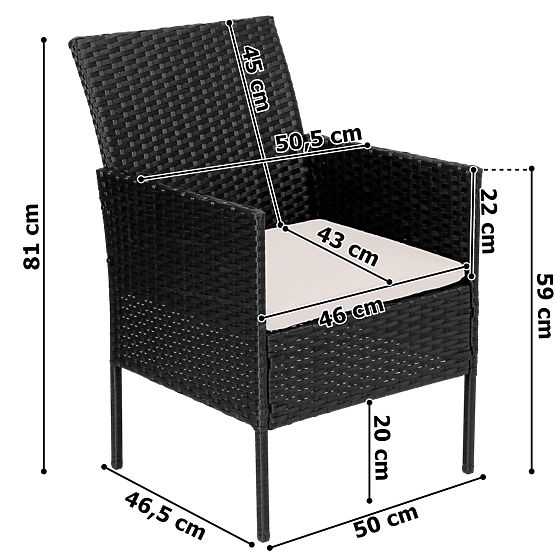 Zahradní nábytek z technoratanu sada 4v1 MAGNOLIA černá béžové polštáře