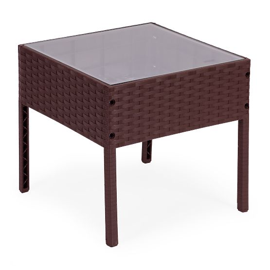 Zahradní nábytková sada 2 křesla + stolek tvrzené sklo hnědá MultiGarden