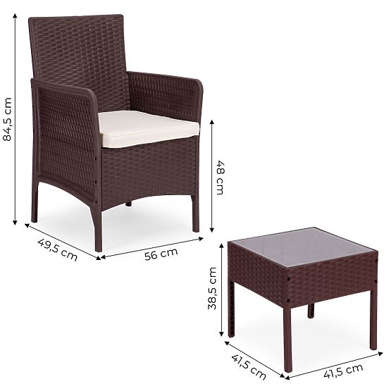 Zahradní nábytková sada 2 křesla + stolek tvrzené sklo hnědá MultiGarden