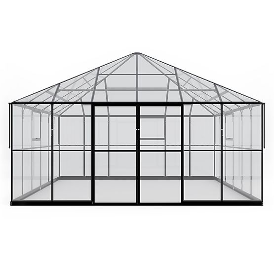 Zahradní oranžérie ProGlass Gazebo Large s základem 17,8 m² tvrzené sklo 4 mm, hliník, černá