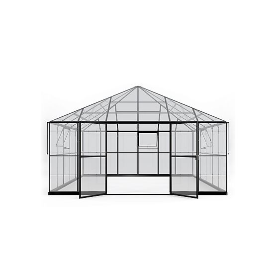 Zahradní oranžérie ProGlass Gazebo Large s základem 17,8 m² tvrzené sklo 4 mm, hliník, černá