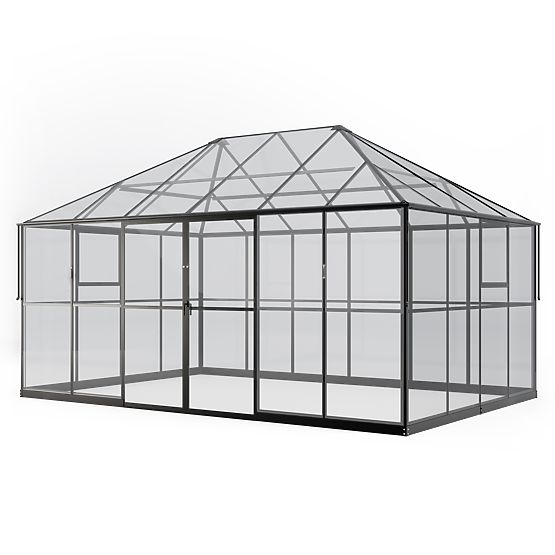 Zahradní oranžerie ProGlass Gazebo Standard se základem 12 m² tvrzené sklo 4 mm, hliník, černá