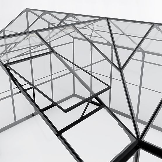 Zahradní oranžerie Royal Green Standard 16,6 m² s základem, tvrzené sklo 4 mm, hliník, černá