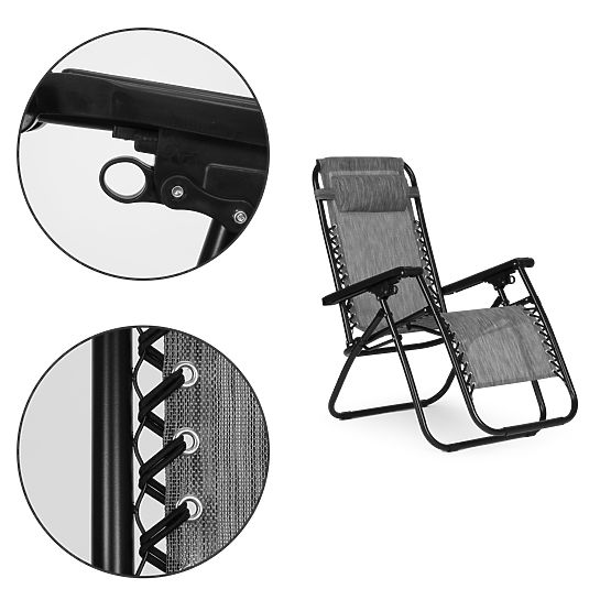 Zahradní plážové křeslo s nastavitelným opěradlem ZERO GRAVITY ModernHome - šedé