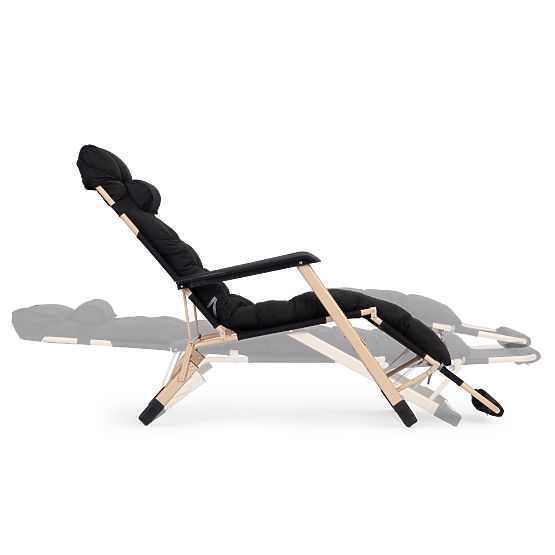 Zahradní plážové lehátko 2v1 s polštářem, nastavitelnou opěrkou nohou, černé, zlatý rám MultiGarden