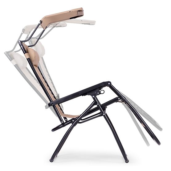 Zahradní plážové lehátko s nastavitelným opěradlem a pohyblivou stříškou Modernhome - béžové