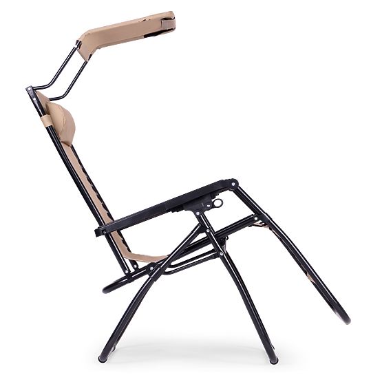 Zahradní plážové lehátko s nastavitelným opěradlem a pohyblivou stříškou Modernhome - béžové