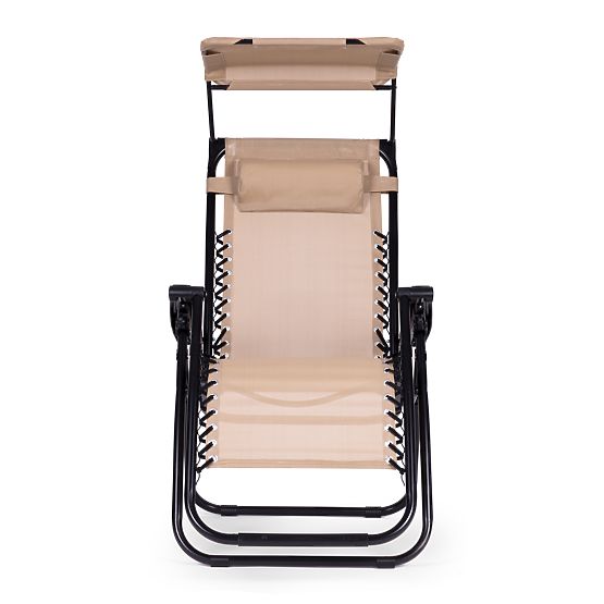 Zahradní plážové lehátko s nastavitelným opěradlem a pohyblivou stříškou Modernhome - béžové