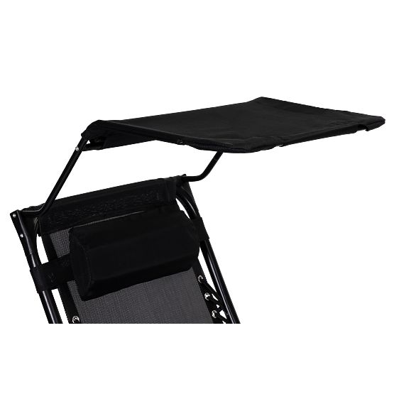 Zahradní plážové lehátko s nastavitelným opěradlem a pohyblivou stříškou Modernhome - černé