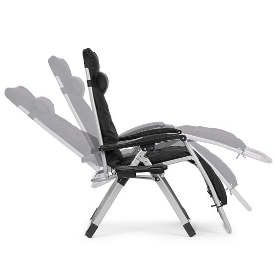 Zahradní plážové lehátko s nastavitelným opěradlem a polštářem + opěrka hlavy černé MultiGarden