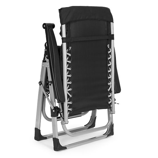 Zahradní plážové lehátko s nastavitelným opěradlem a polštářem + opěrka hlavy černé MultiGarden