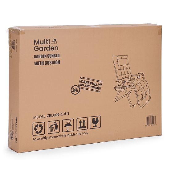 Zahradní plážové lehátko s nastavitelným opěradlem a polštářem + opěrka hlavy černé MultiGarden