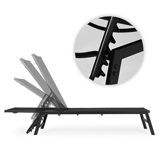 Zahradní plážové lehátko s nastavitelným opěradlem, ocelová konstrukce, černé MultiGarden