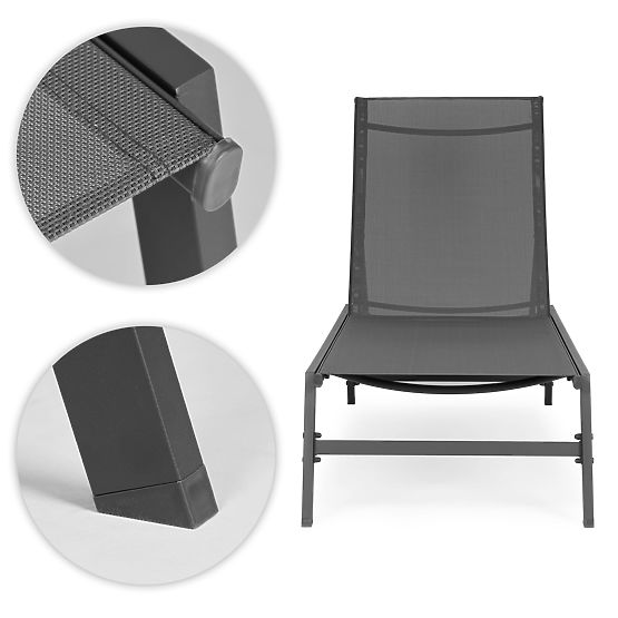 Zahradní plážové lehátko s nastavitelným opěradlem, ocelová konstrukce, šedé MultiGarden