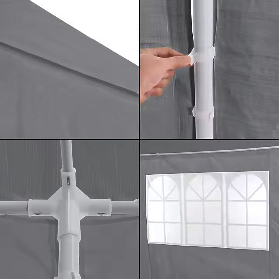 Zahradní prodejní stan 3x6 m 6 stěn šedý MultiGarden