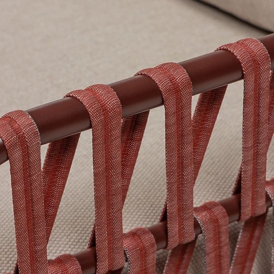 Zahradní rohová sedačka se stolkem Amarello, hliníková, výplet, světle béžová/bordově hnědá