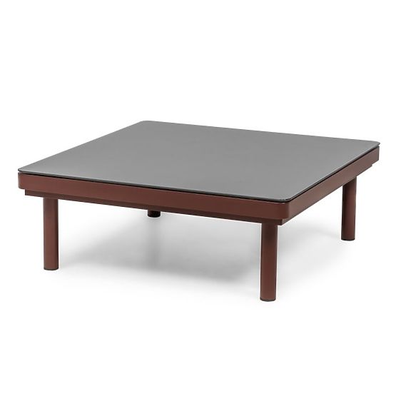 Zahradní rohová sedačka se stolkem Amarello, hliníková, výplet, světle béžová/bordově hnědá