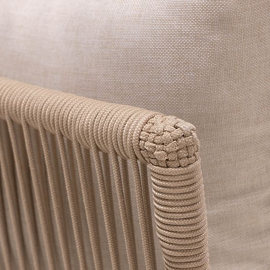 Zahradní rohová sedačka se stolkem Borgetto, pletenina, akáciové dřevo FSC, teakový vzhled, světle b