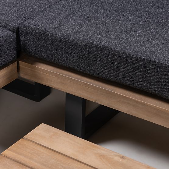 Zahradní rohová sedačka se stolkem Borgo, akáciové dřevo FSC, teakový vzhled, šedá