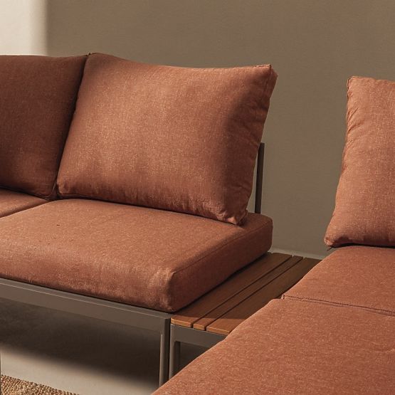Zahradní rohová sedačka se stolkem Lugi, polywood, moka/šedá