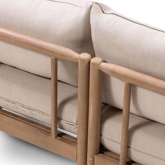 Zahradní rohová sedačka se stolkem Mortlake, eukalyptové dřevo FSC, teakový vzhled, světle béžová/př