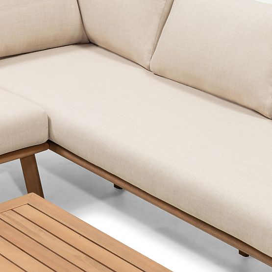 Zahradní rohová sedačka se stolkem Penne, eukalyptové dřevo FSC, béžová