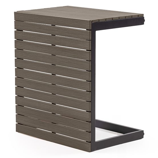 Zahradní rohová sedačka se stolkem Valongo, polywood, spun-poly, světle šedá/antracitová