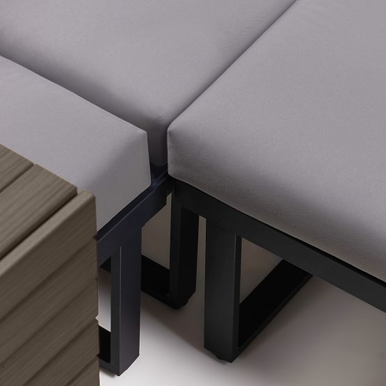 Zahradní rohová sedačka se stolkem Valongo, polywood, spun-poly, světle šedá/antracitová