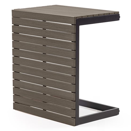 Zahradní rohová sedačka se stolkem Valongo, polywood, spun-poly, světle šedá/antracitová