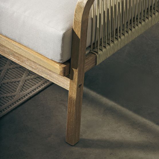 Zahradní rohová souprava se stolem Castello, výplet, akátové dřevo FSC, teakový vzhled, béžová