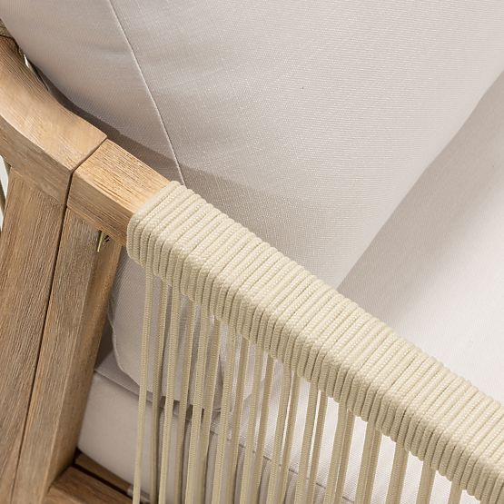 Zahradní rohová souprava se stolem Castello, výplet, akátové dřevo FSC, teakový vzhled, béžová