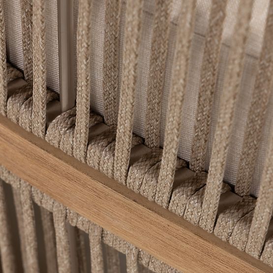 Zahradní rohová souprava se stolkem Vetralla, výplet, akáciové dřevo FSC, teakový vzhled, světle béž