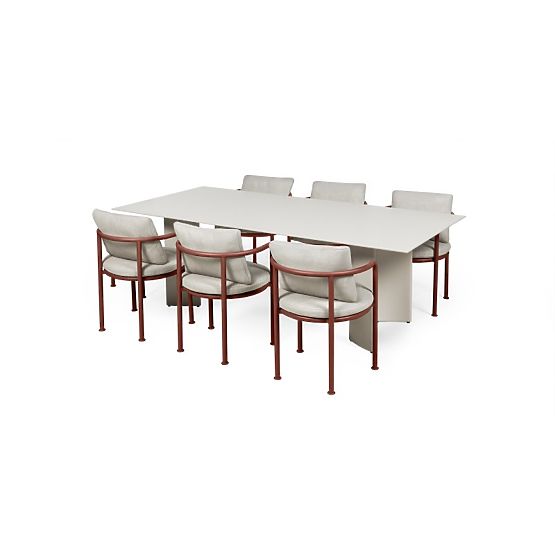 Zahradní set Amarello, stůl 220 cm + 6 židlí, hliníkový, světle béžový/bordově hnědý