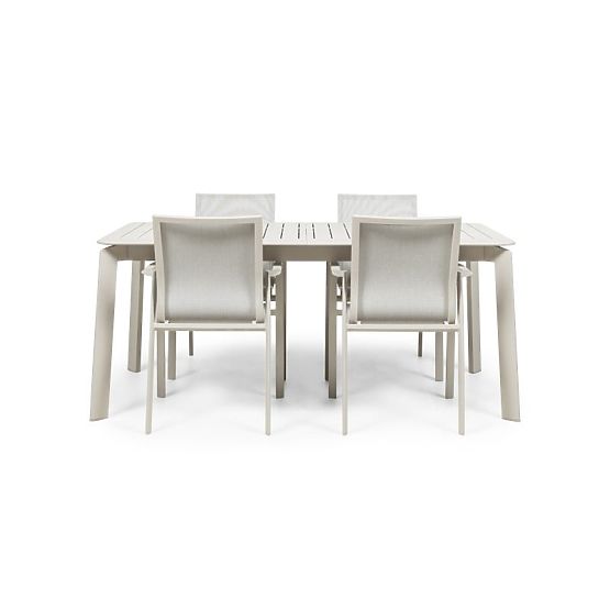 Zahradní set Canelli, rozkládací stůl 175-234 cm + 4 židle, hliníkový, světle béžový