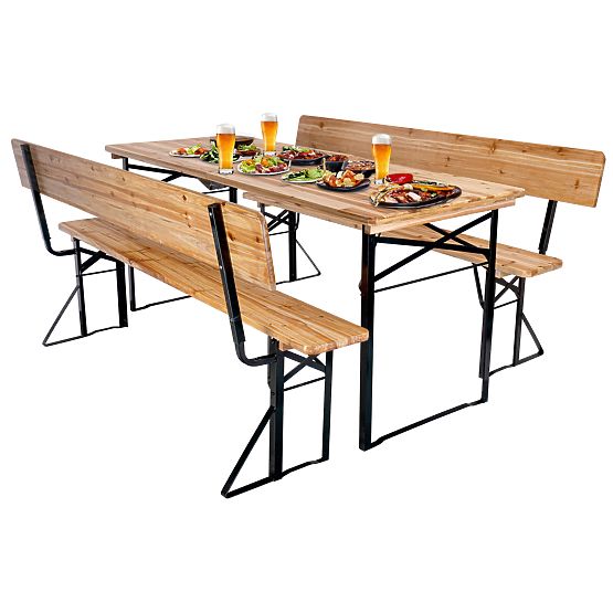 Zahradní set ocelovo-dřevěný PORTER 170 cm stůl + 2 lavice
