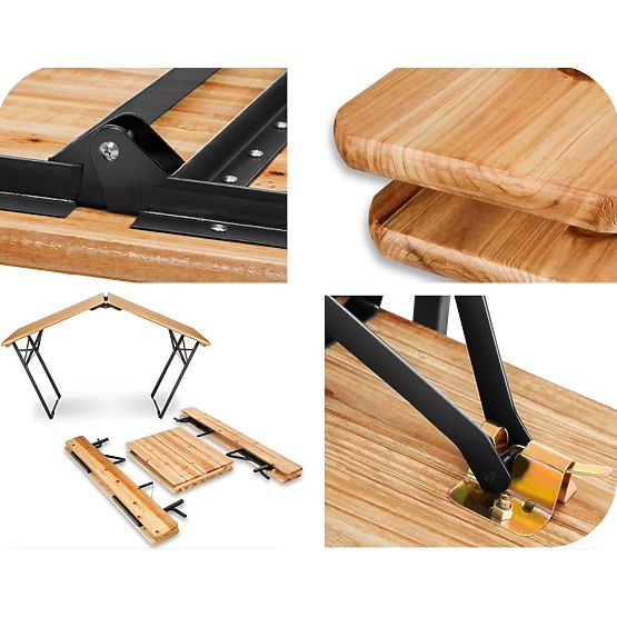 Zahradní set ocelovo-dřevěný PORTER 170 cm stůl + 2 lavice