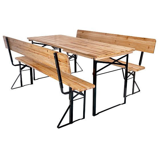 Zahradní set ocelovo-dřevěný PORTER 170 cm stůl + 2 lavice