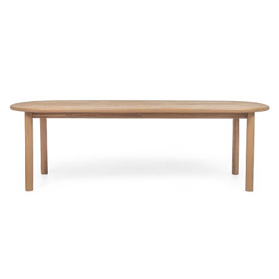 Zahradní set Satori II, stůl 240 cm + 8 židlí, akáciové dřevo FSC, teakový vzhled, béžový, zaoblený