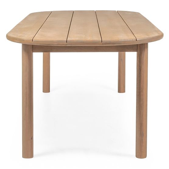 Zahradní set Satori II, stůl 240 cm + 8 židlí, akáciové dřevo FSC, teakový vzhled, béžový, zaoblený