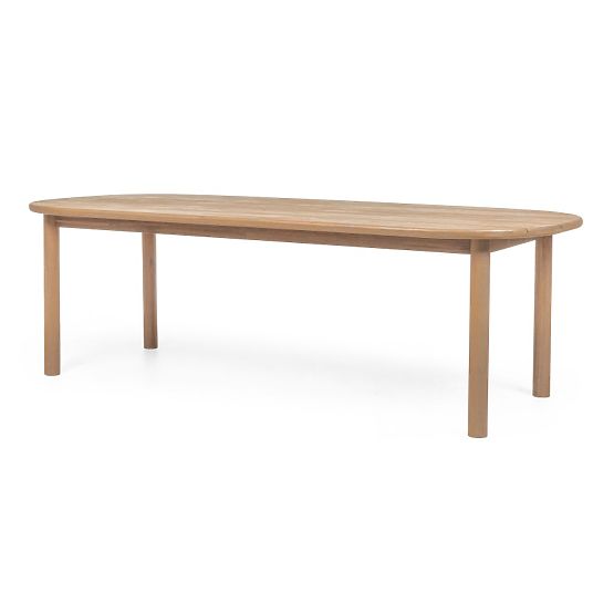 Zahradní set Satori II, stůl 240 cm + 8 židlí, akáciové dřevo FSC, teakový vzhled, béžový, zaoblený