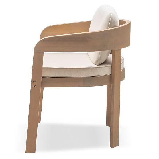 Zahradní set Satori, stůl 183 cm + 6 židlí, akáciové dřevo FSC, teakový vzhled, béžový, zaoblený