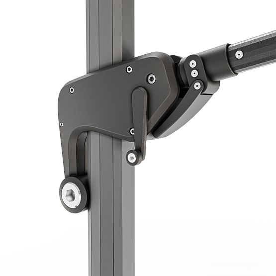 Zahradní slunečník na výložníku Shade Deluxe 4x3 m s obalem a solárním LED osvětlením, otočný