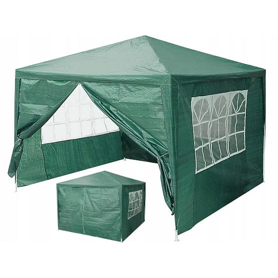 Zahradní stanový pavilon 3x3 m 4 stěny zelený MultiGarden