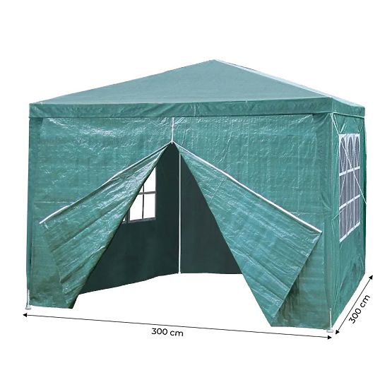Zahradní stanový pavilon 3x3 m 4 stěny zelený MultiGarden